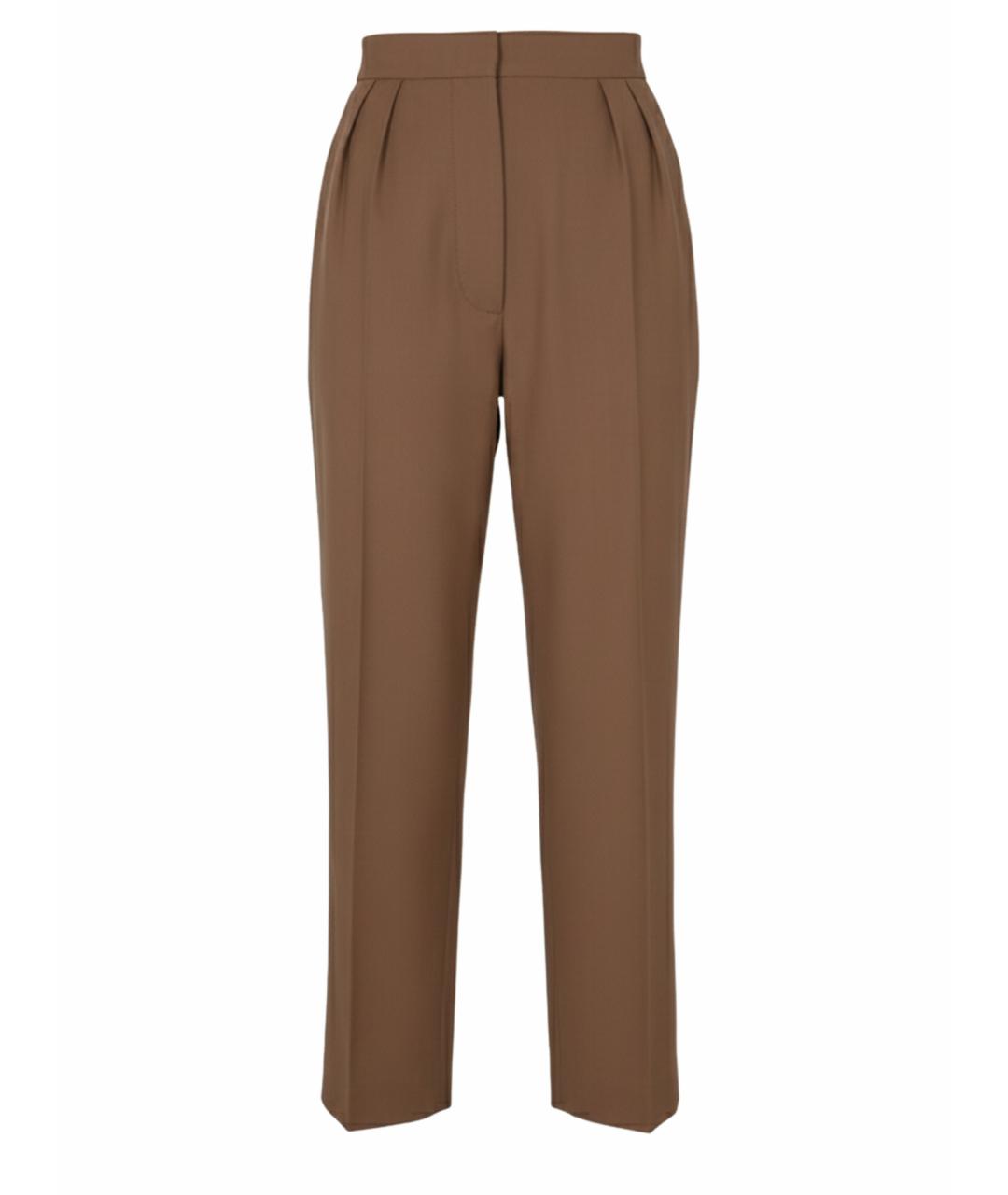 MARNI Коричневые шерстяные прямые брюки, фото 1