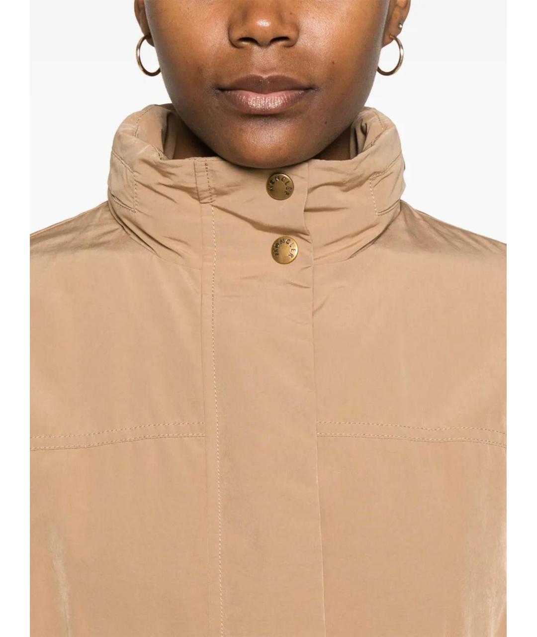 MONCLER Бежевая полиэстеровая куртка, фото 5