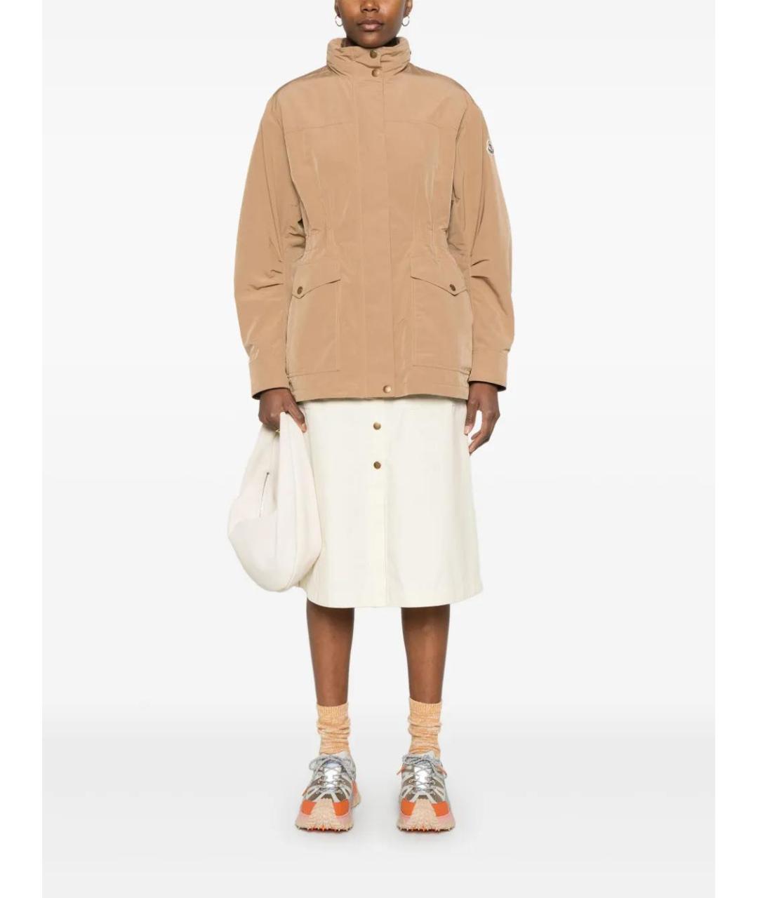MONCLER Бежевая полиэстеровая куртка, фото 2