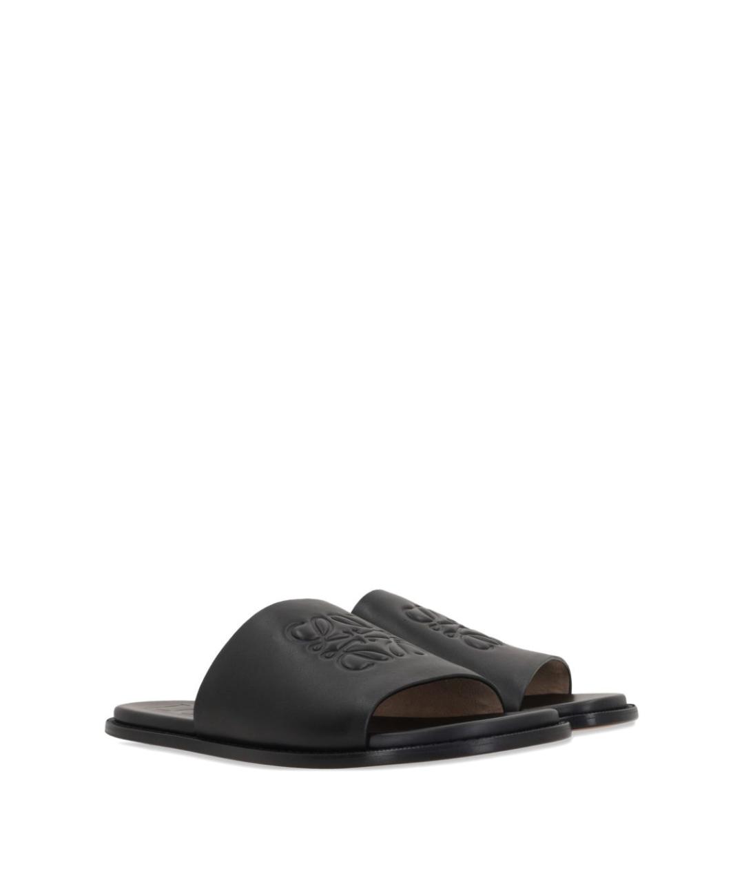 LOEWE Черные кожаные шлепанцы, фото 2