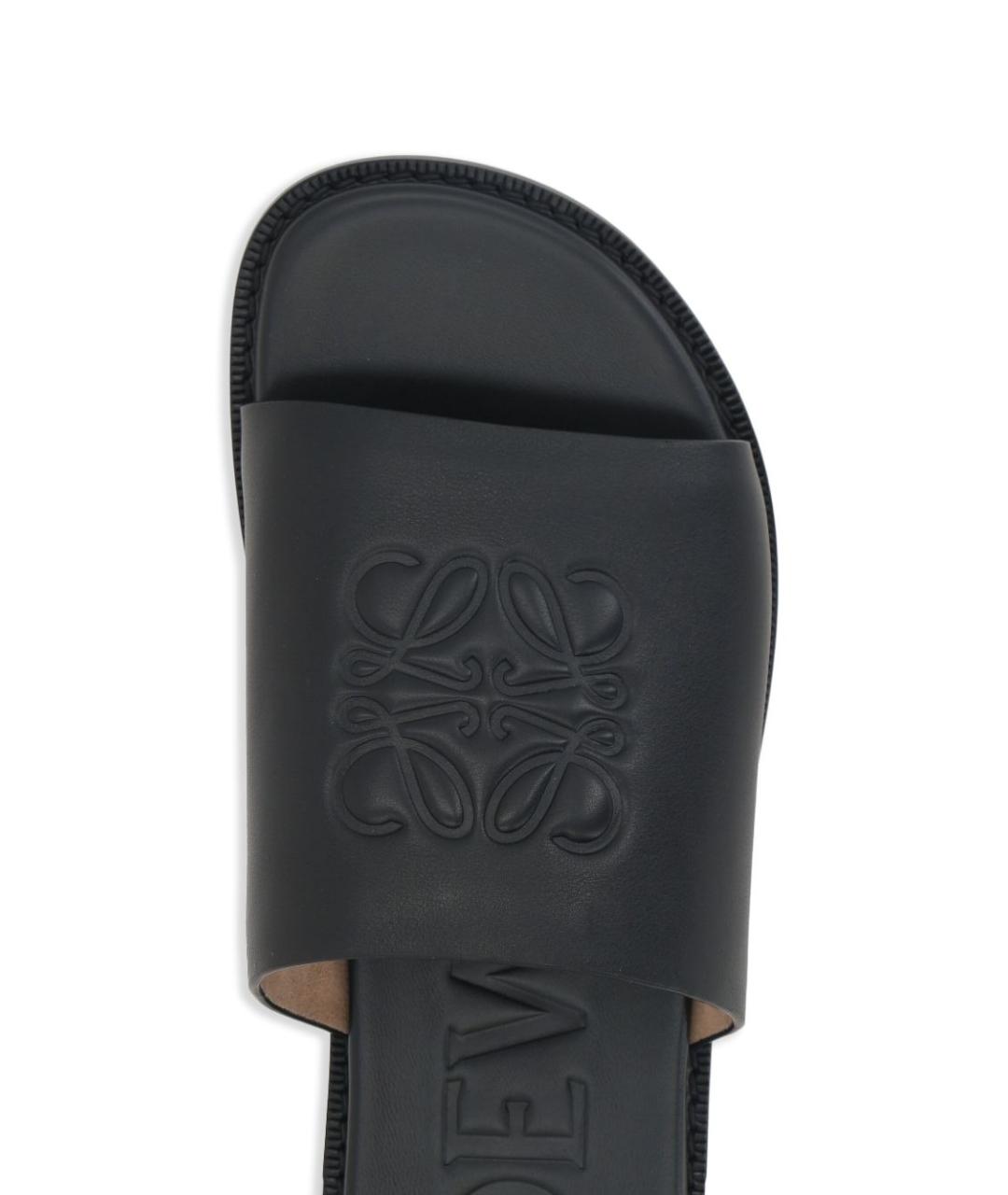 LOEWE Черные кожаные шлепанцы, фото 3