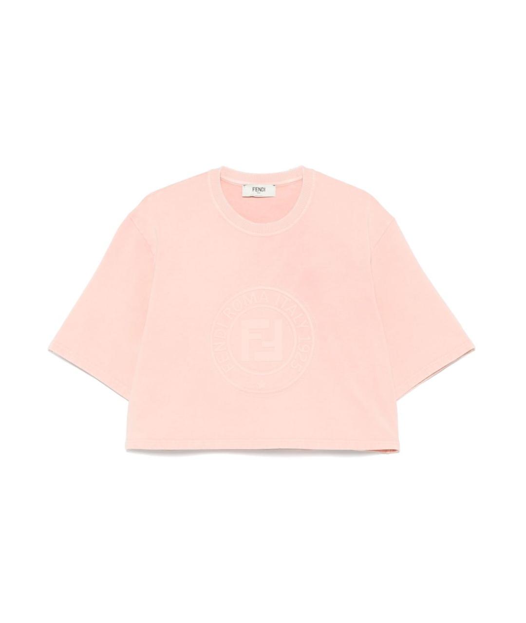 FENDI Розовая хлопковая футболка, фото 1