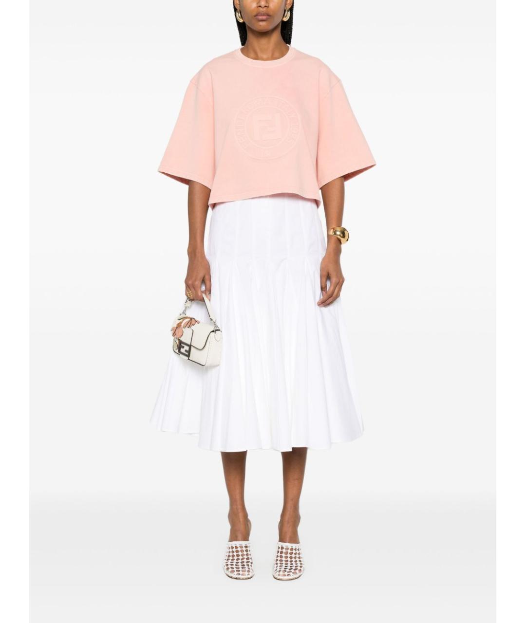 FENDI Розовая хлопковая футболка, фото 5