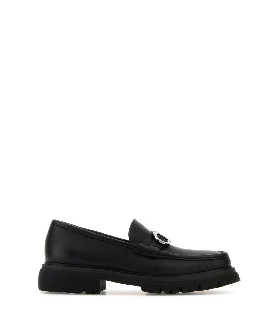 FERRAGAMO Черные кожаные лоферы, фото 1