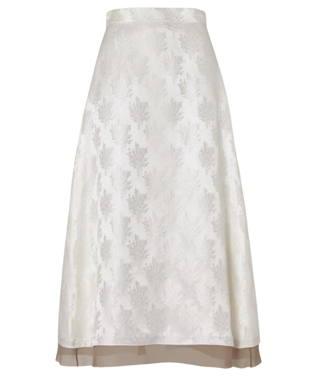 FENDI Белая шелковая юбка миди, фото 1