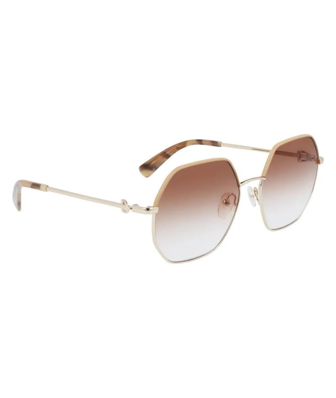 LONGCHAMP Золотые металлические солнцезащитные очки, фото 3