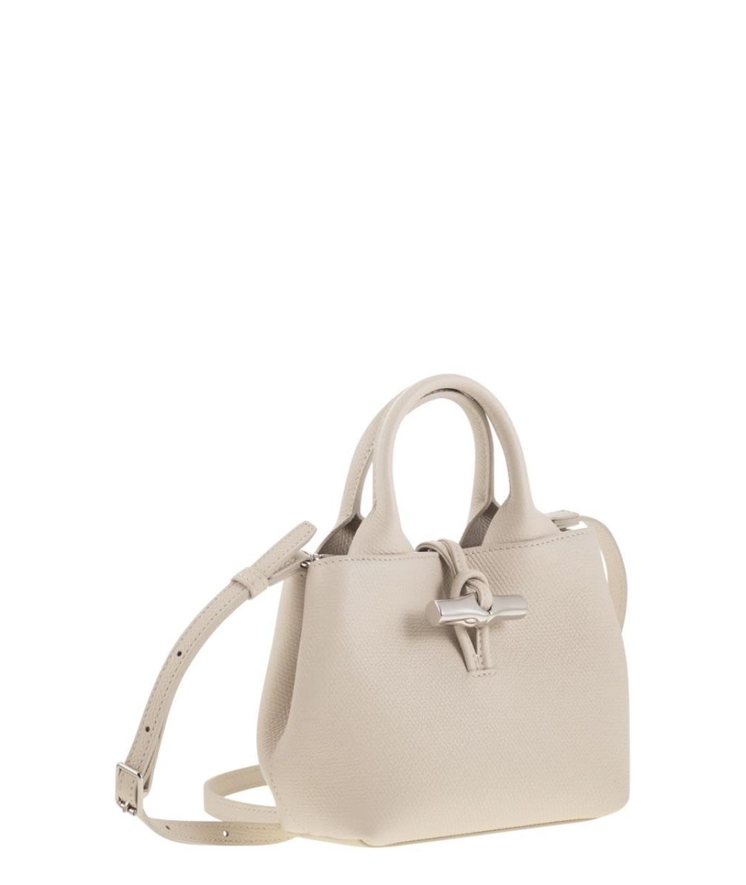 LONGCHAMP Бежевая кожаная сумка с короткими ручками, фото 4