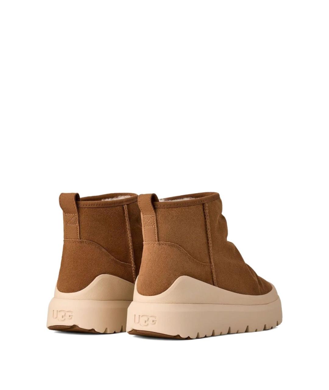 UGG AUSTRALIA Бежевые кожаные низкие ботинки, фото 3