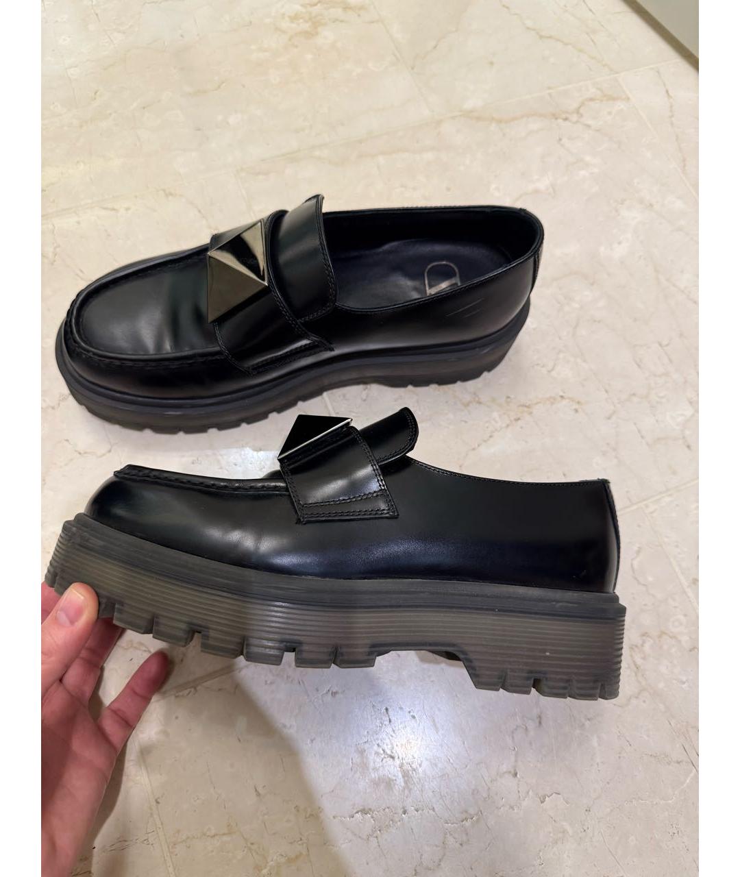 VALENTINO Черные кожаные лоферы, фото 9