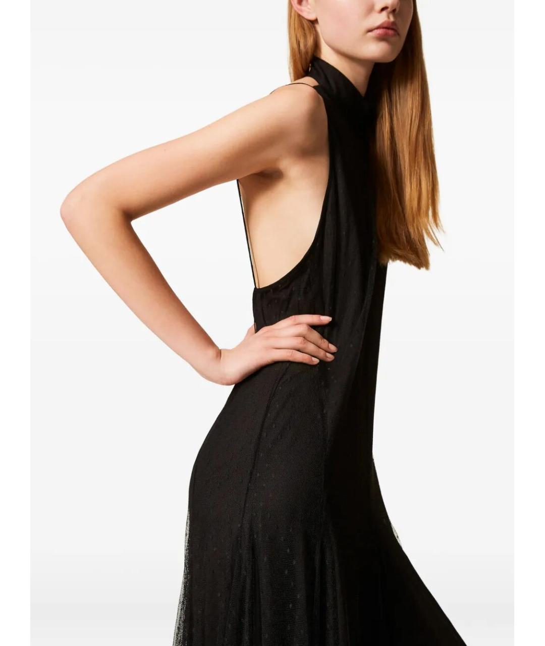 TWIN-SET Черное полиэстеровое вечернее платье, фото 3