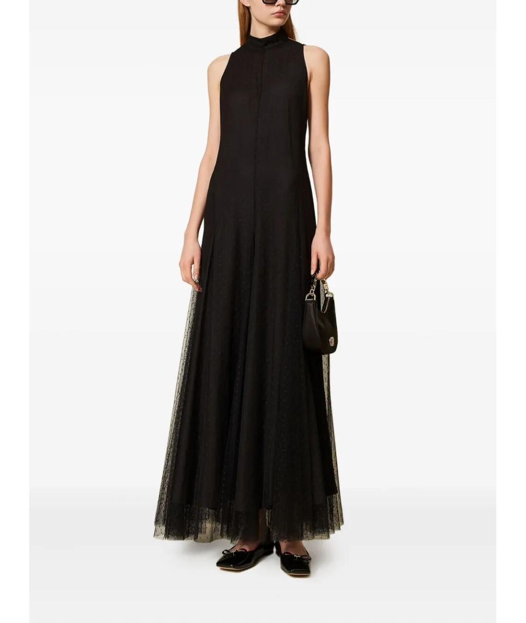 TWIN-SET Черное полиэстеровое вечернее платье, фото 4