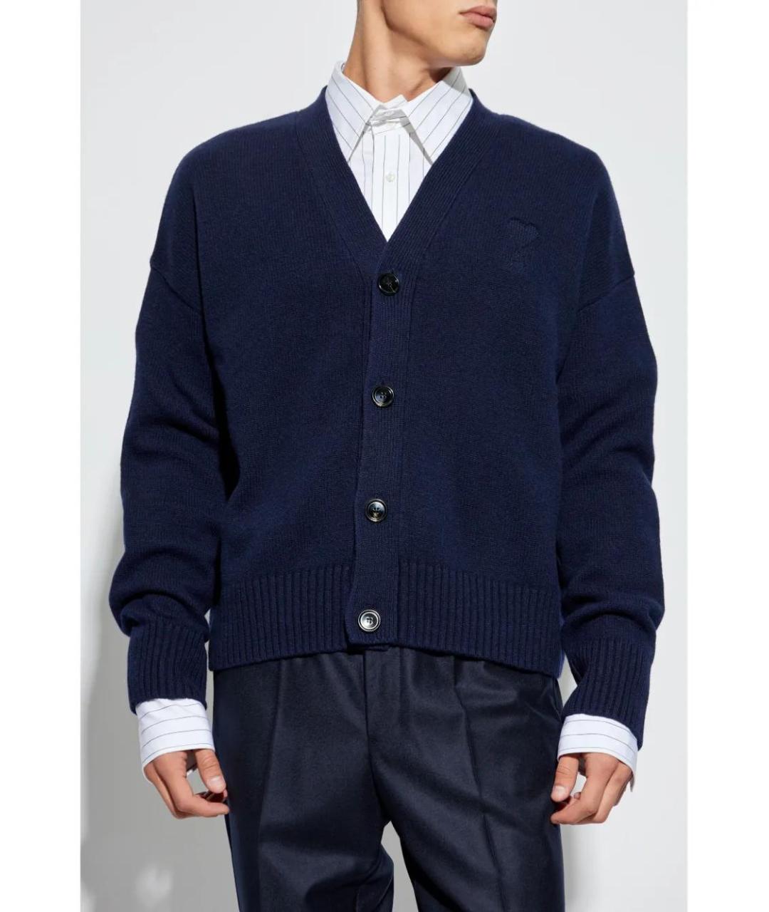 Ami Paris Синий шерстяной джемпер / свитер, фото 3