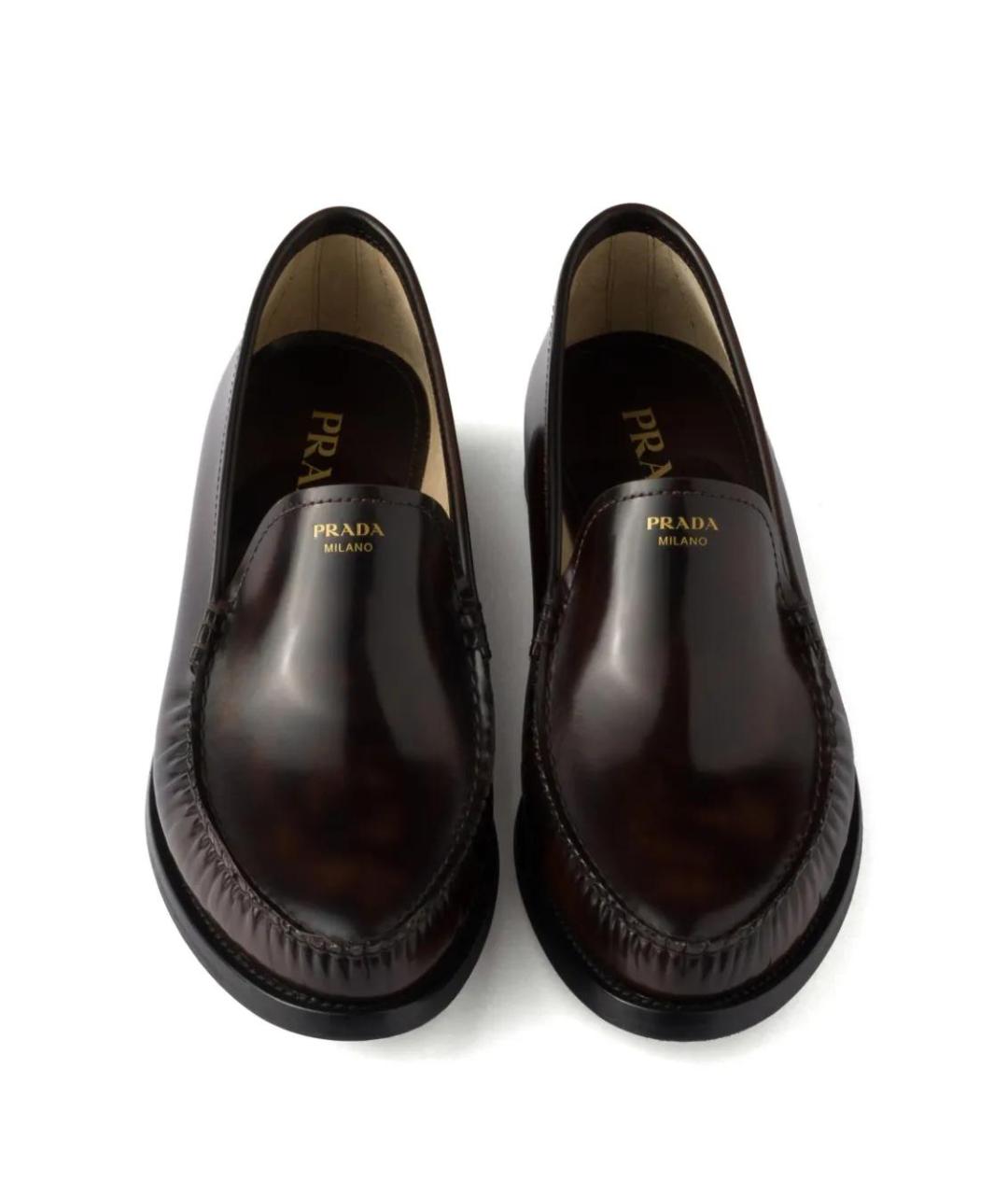 PRADA Коричневые кожаные лоферы, фото 4