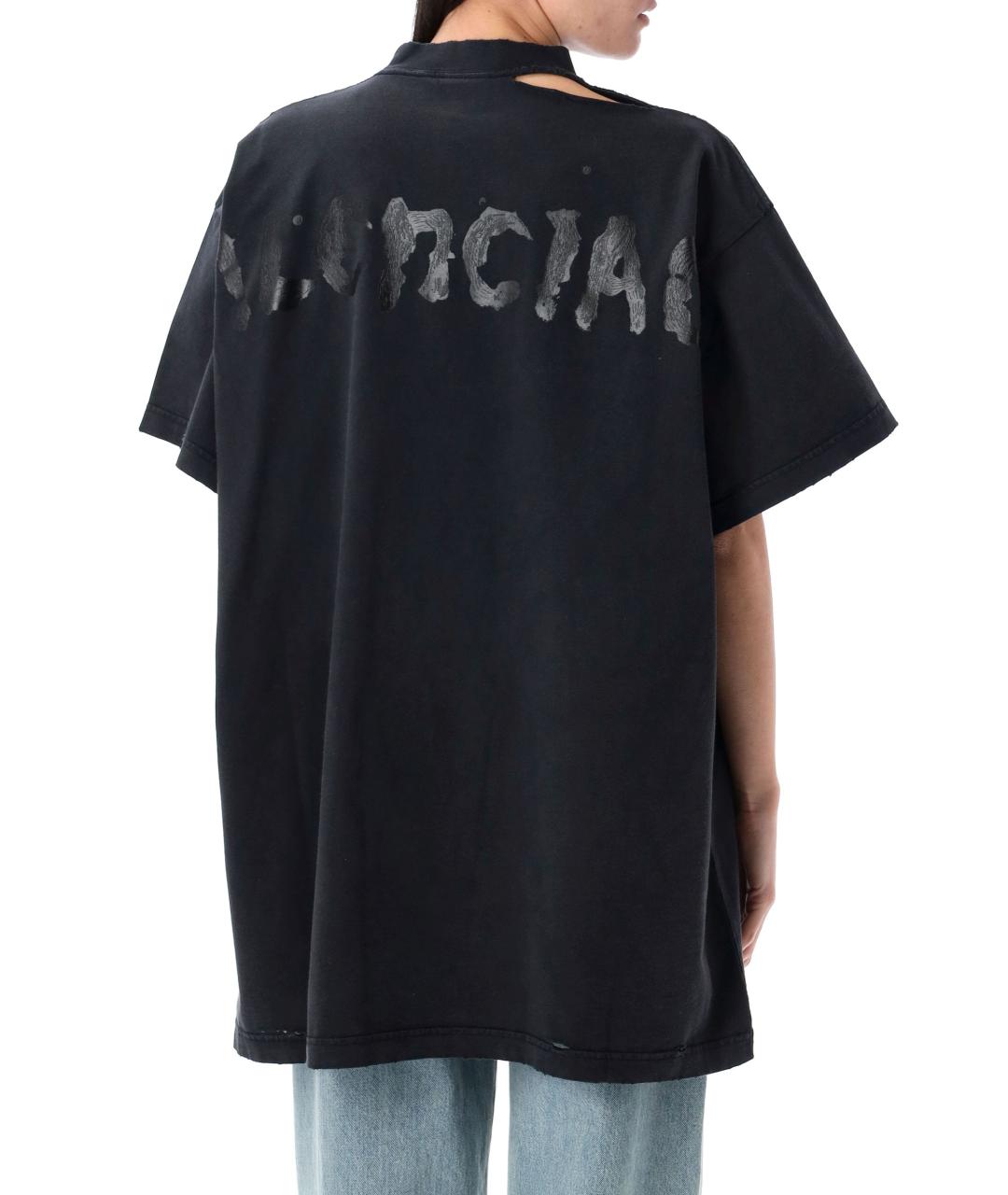 BALENCIAGA Черная хлопковая футболка, фото 3