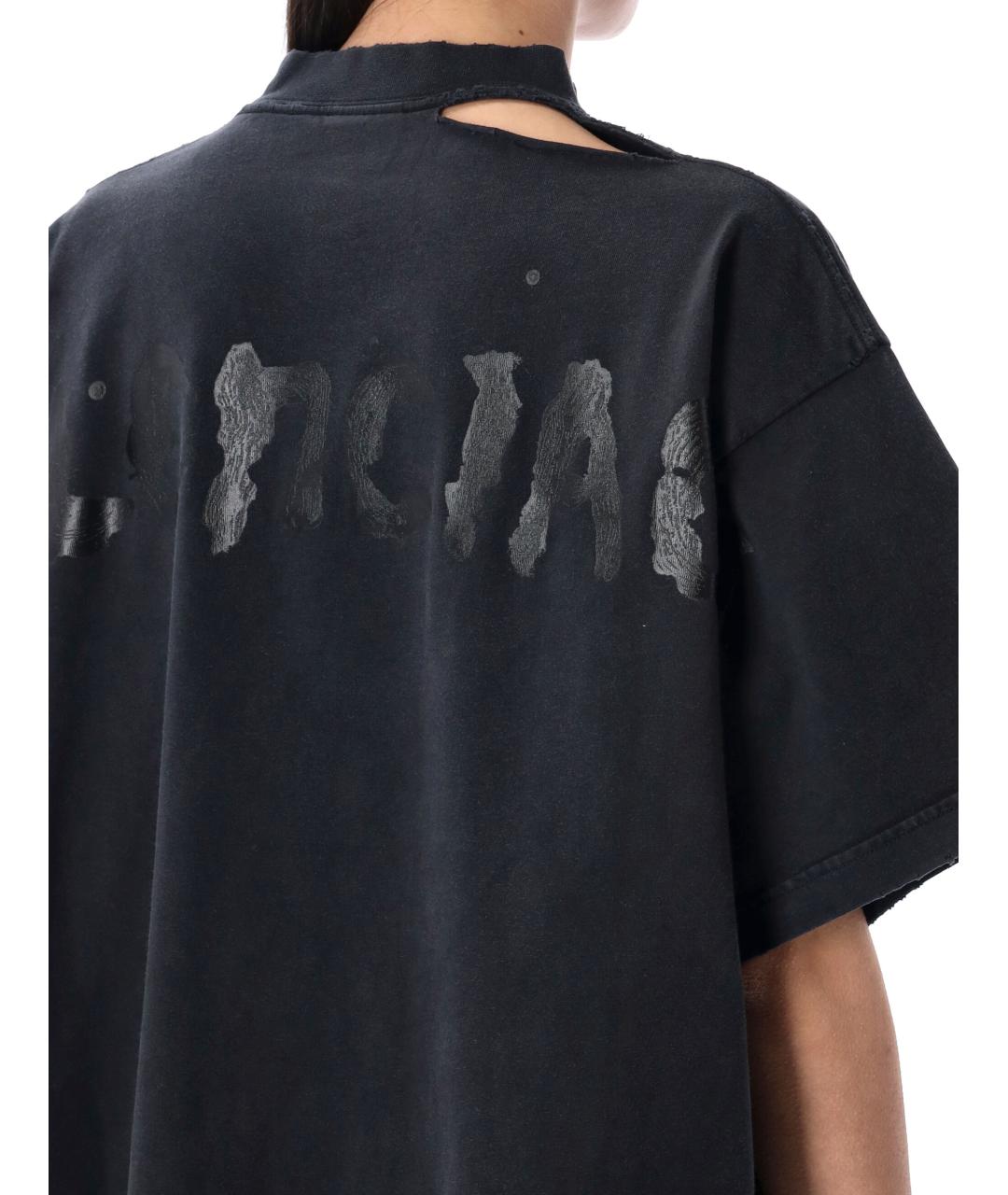 BALENCIAGA Черная хлопковая футболка, фото 4