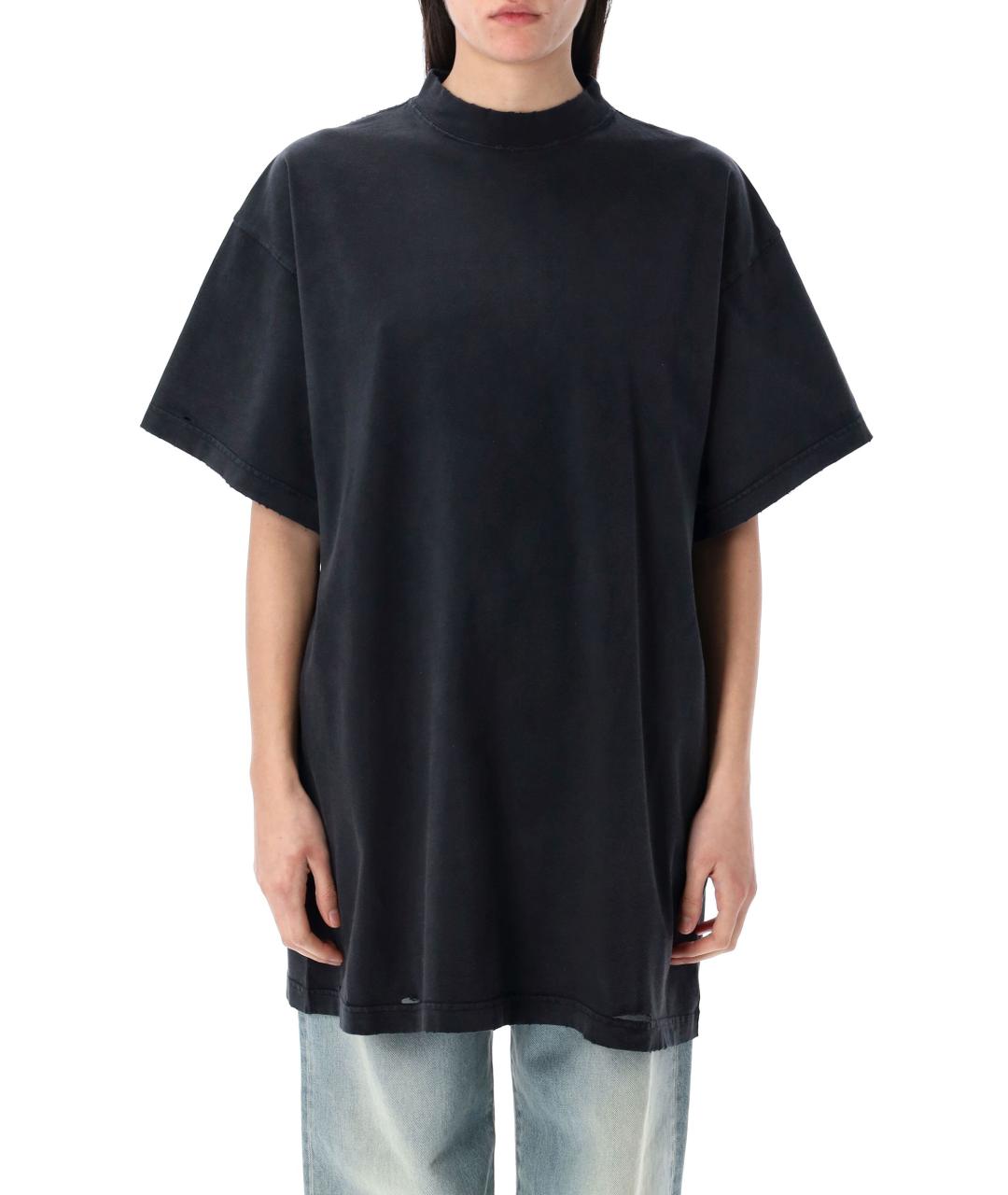 BALENCIAGA Черная хлопковая футболка, фото 2