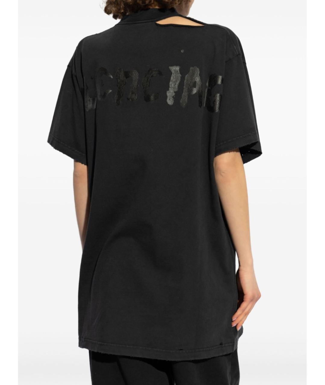 BALENCIAGA Черная хлопковая футболка, фото 5