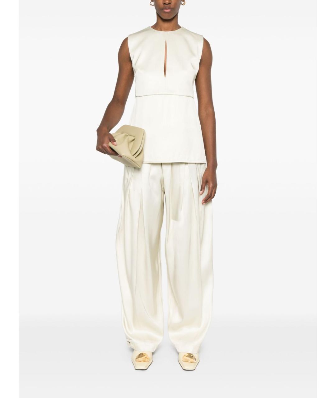 JIL SANDER Белые вискозные прямые брюки, фото 5