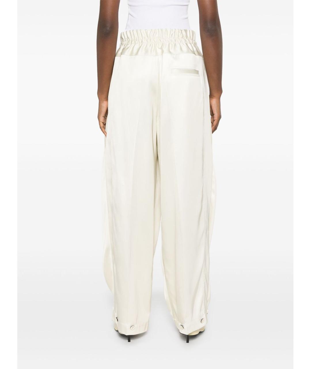 JIL SANDER Белые вискозные прямые брюки, фото 3