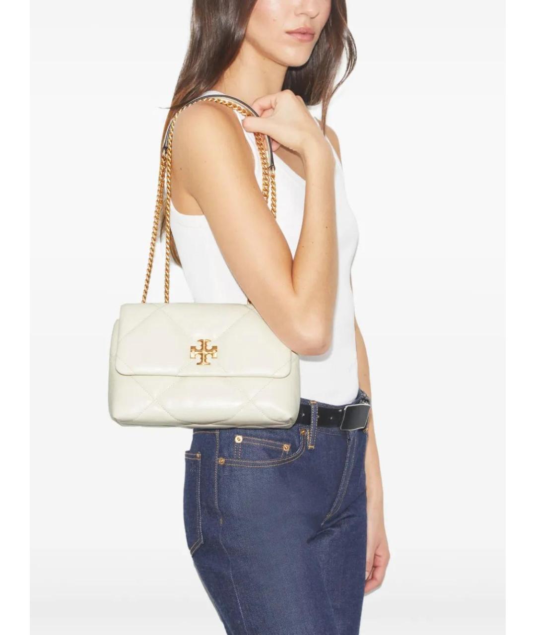 TORY BURCH Белая кожаная сумка через плечо, фото 2