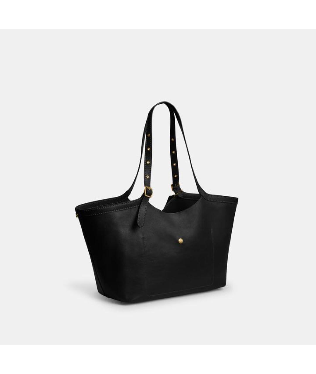 COACH Черная кожаная сумка тоут, фото 3