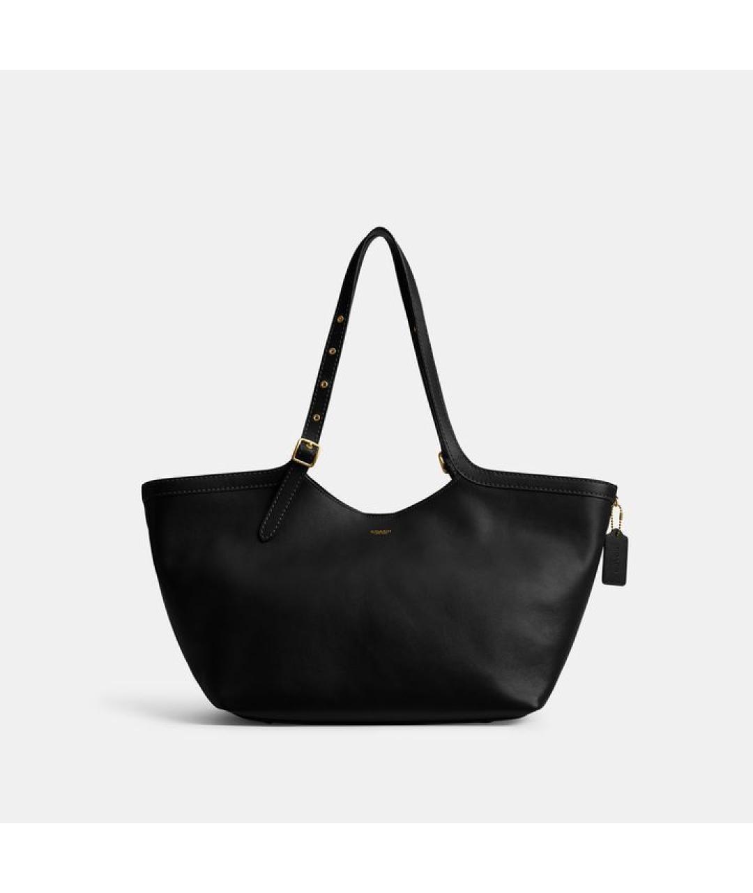 COACH Черная кожаная сумка тоут, фото 6