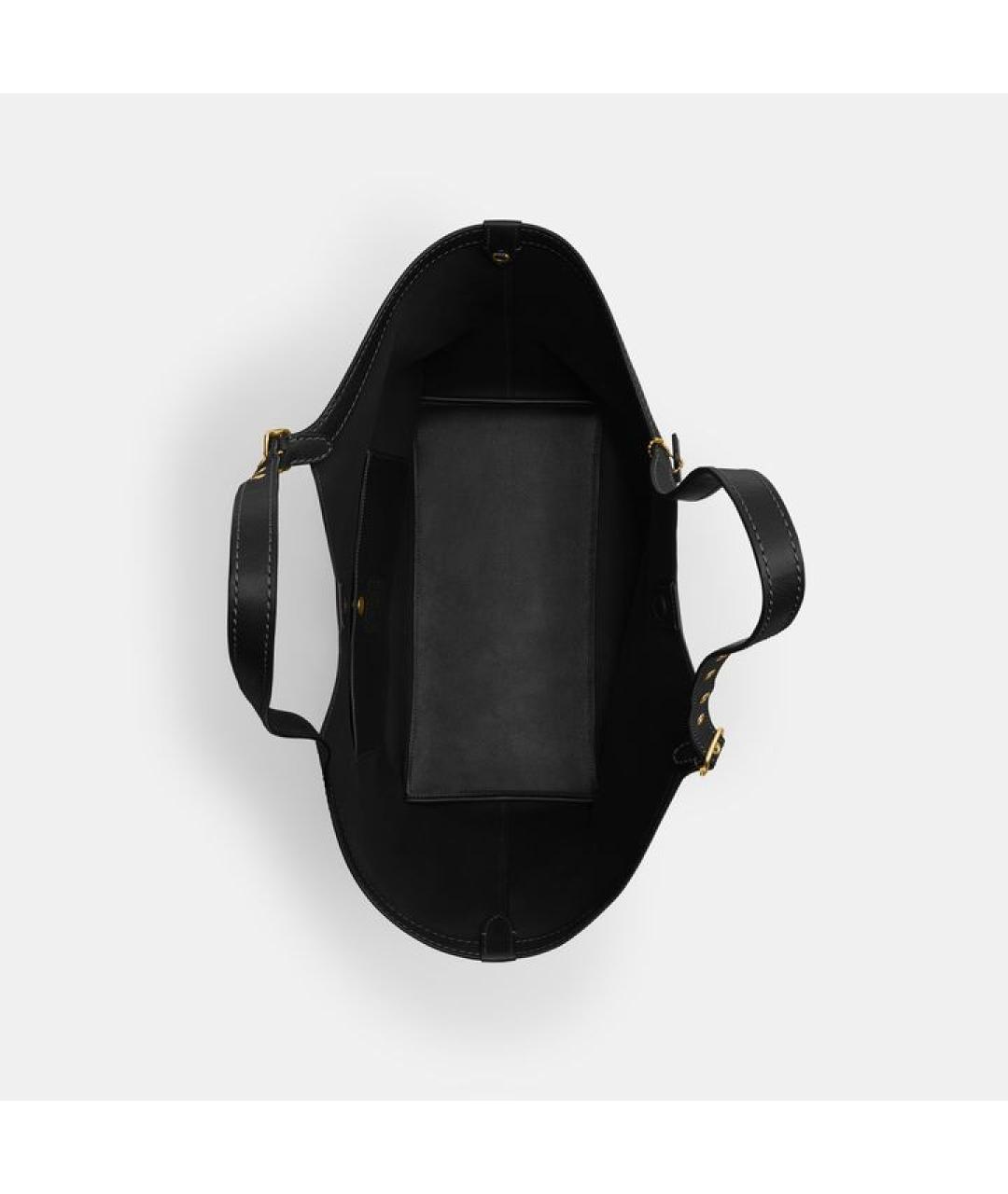 COACH Черная кожаная сумка тоут, фото 4