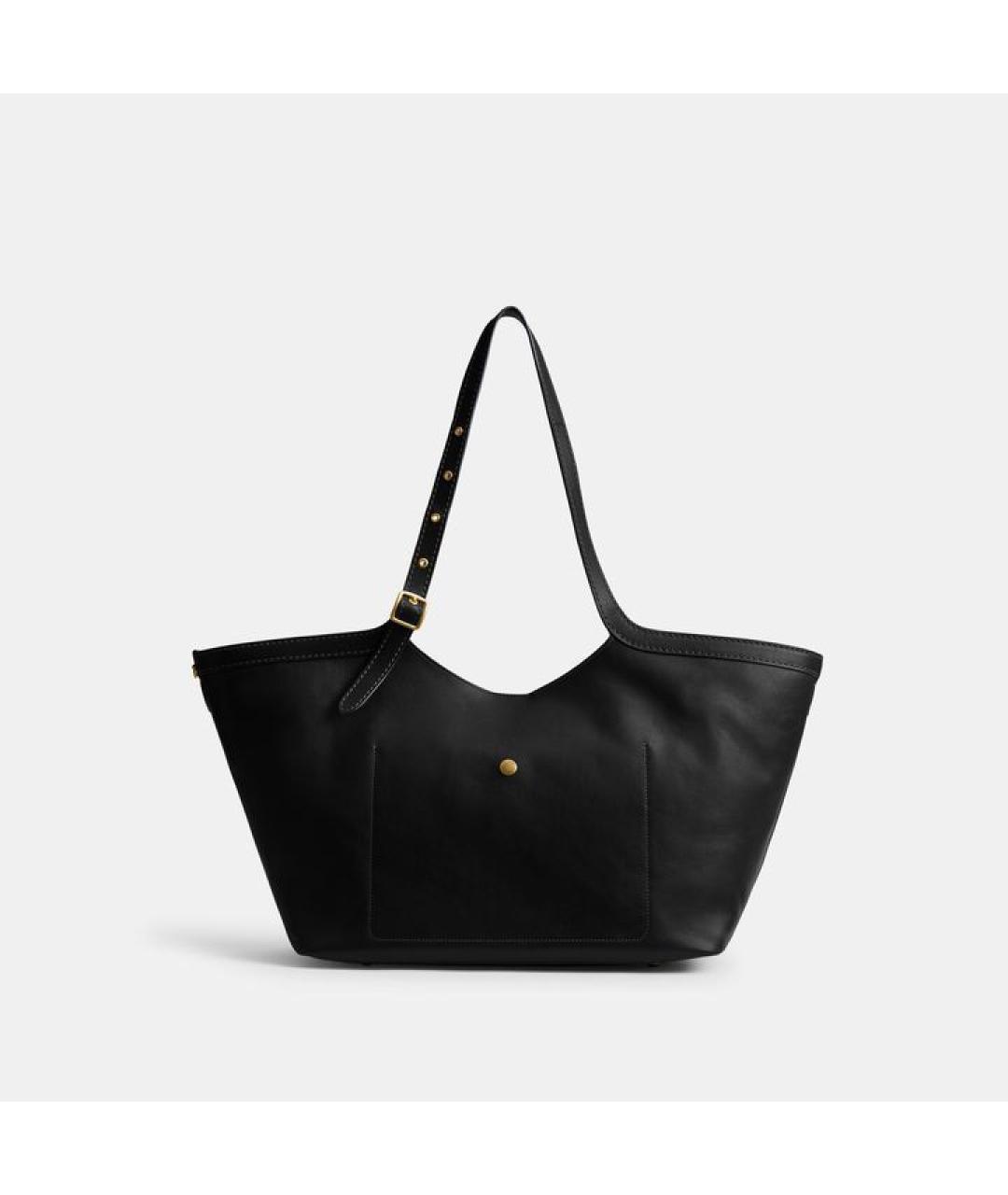 COACH Черная кожаная сумка тоут, фото 2