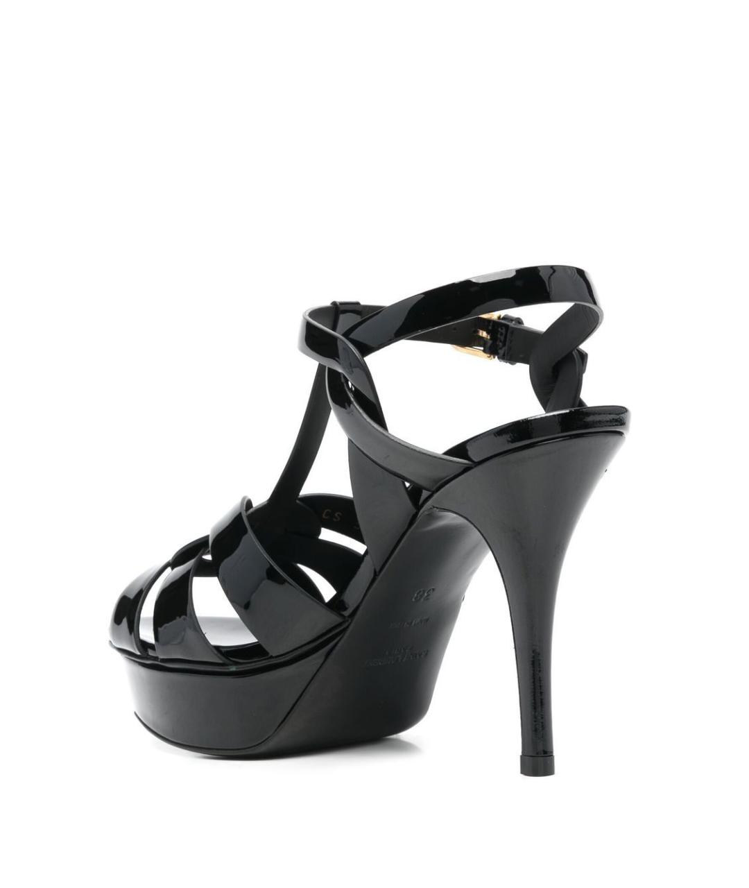 SAINT LAURENT Черные босоножки из лакированной кожи, фото 2