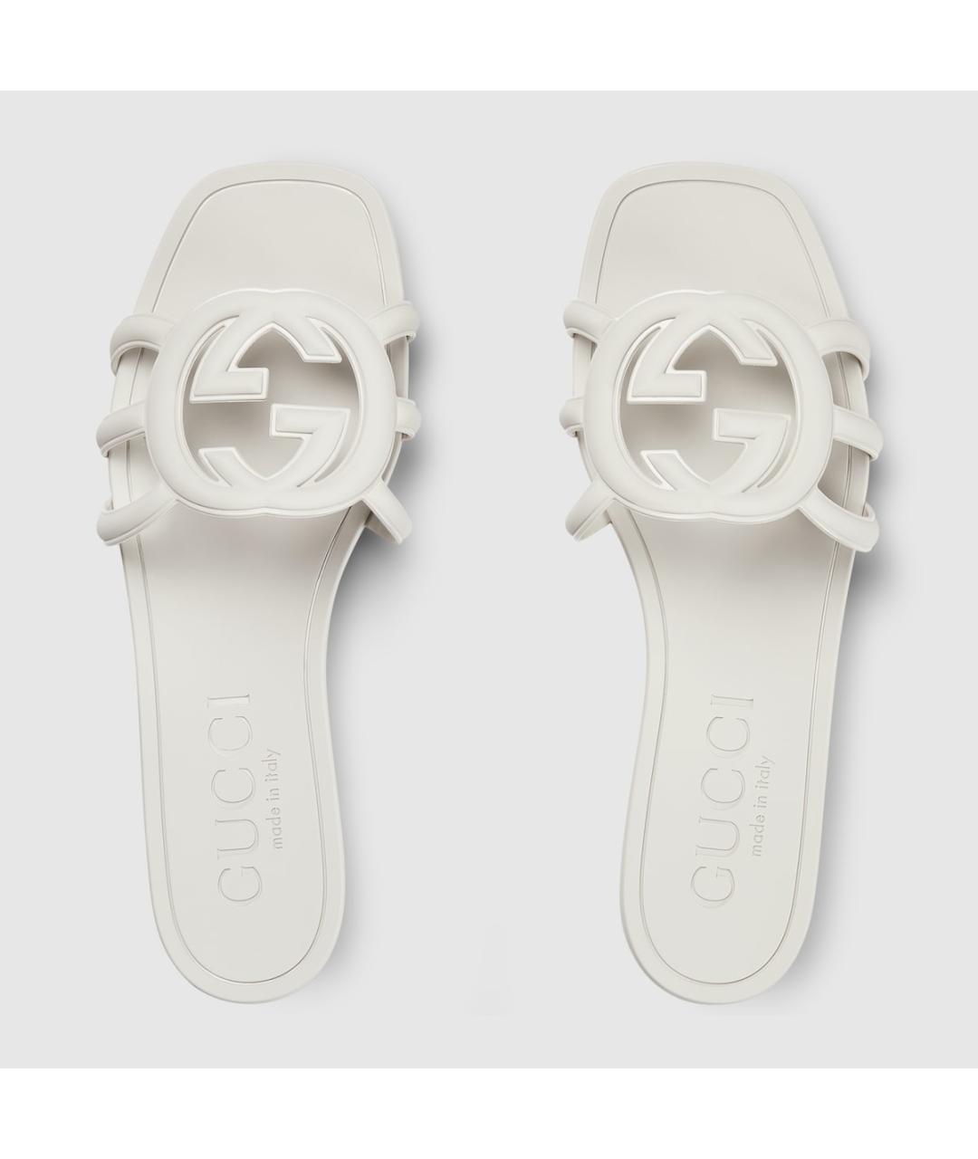 GUCCI Белые кожаные сандалии, фото 5