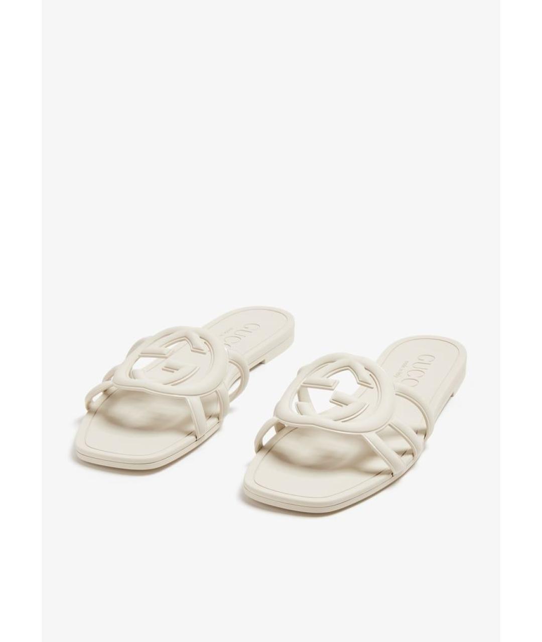 GUCCI Белые кожаные сандалии, фото 4