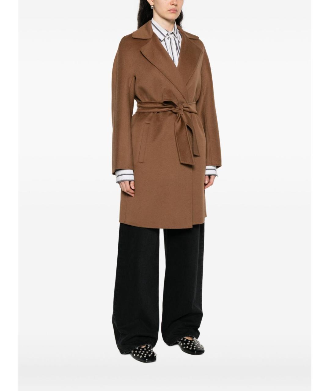 MAX MARA STUDIO Коричневое шерстяное пальто, фото 3