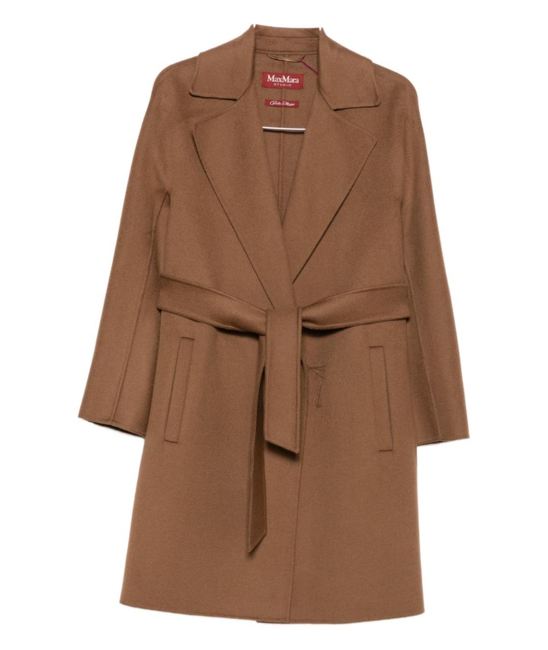 MAX MARA STUDIO Коричневое шерстяное пальто, фото 1