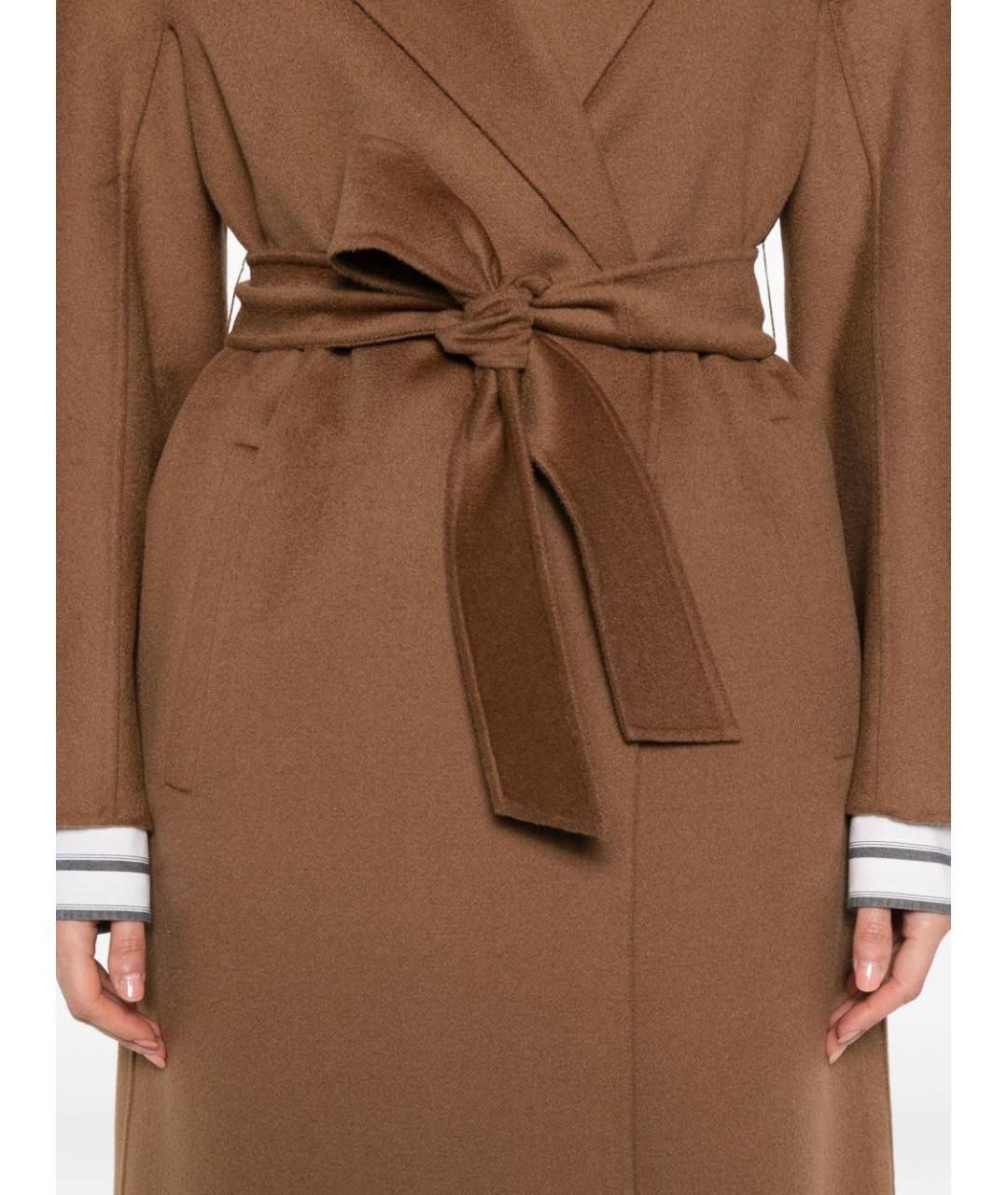 MAX MARA STUDIO Коричневое шерстяное пальто, фото 5