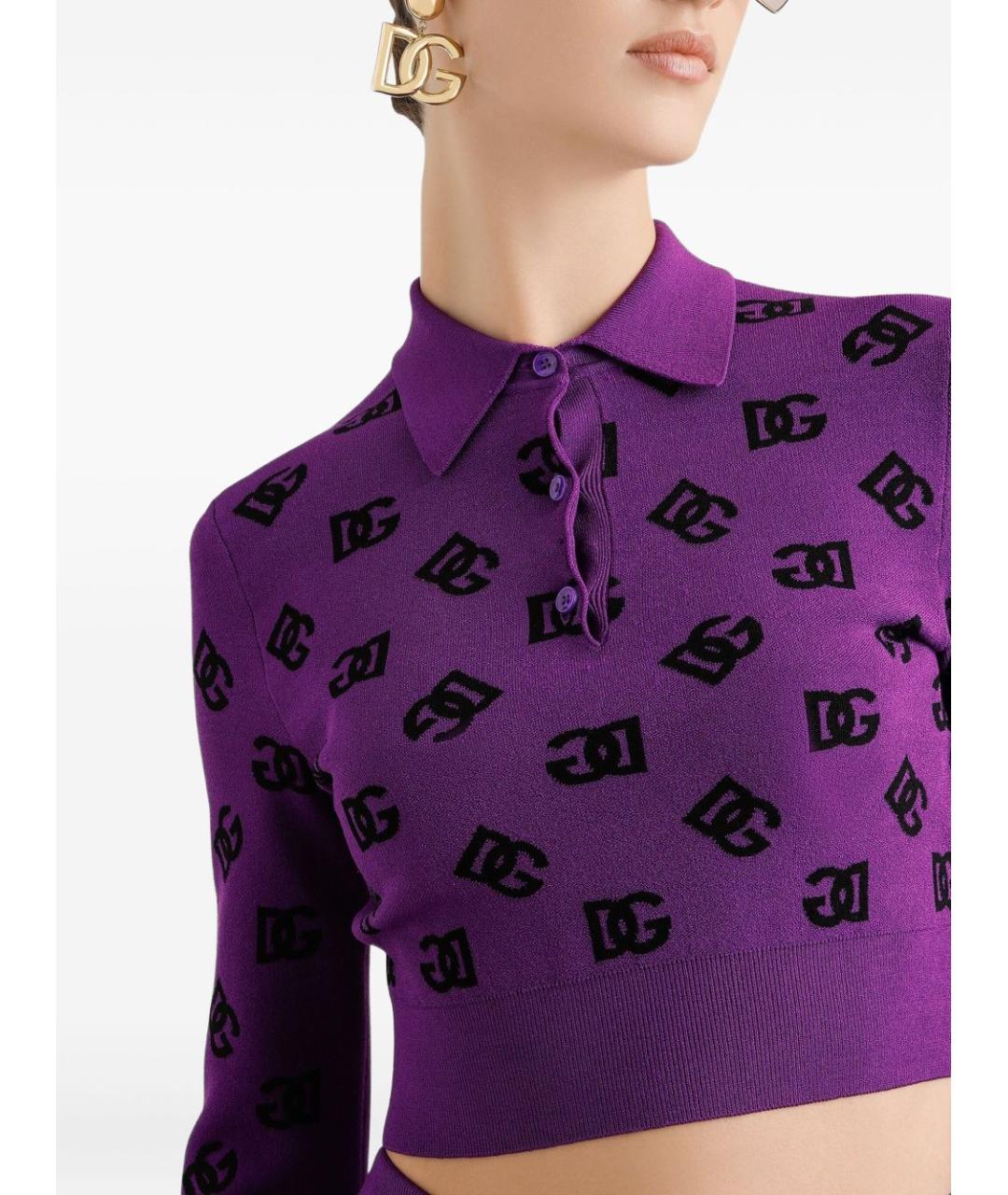 DOLCE&GABBANA Фиолетовая вискозная футболка, фото 4