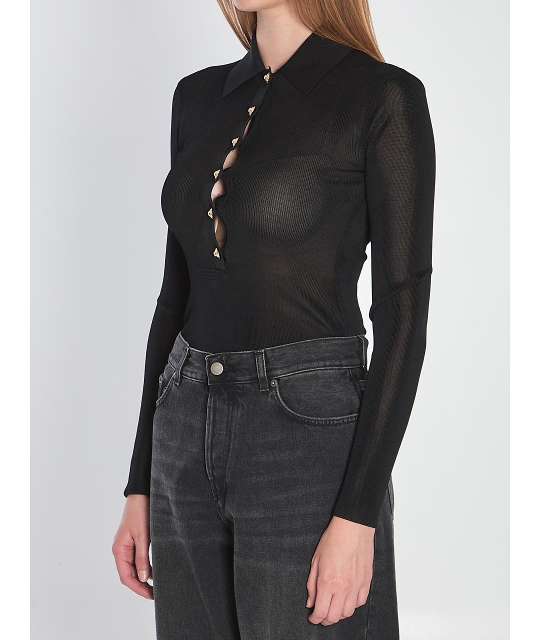 SELF-PORTRAIT Черное вискозное боди, фото 3