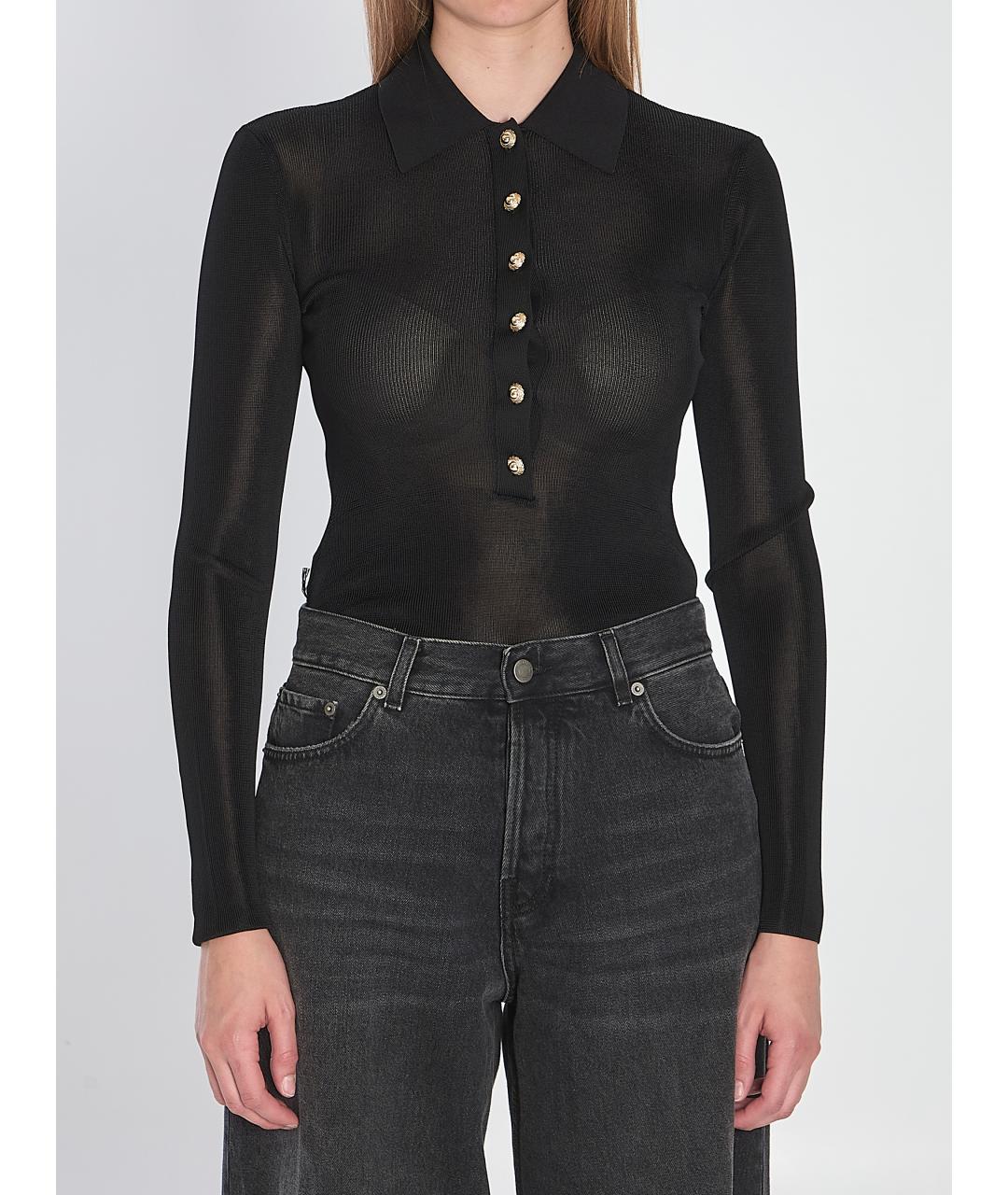 SELF-PORTRAIT Черное вискозное боди, фото 2