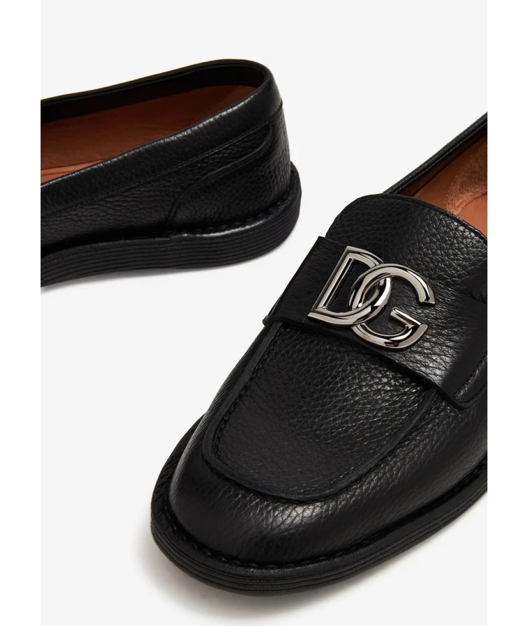 DOLCE&GABBANA Черные кожаные лоферы, фото 4