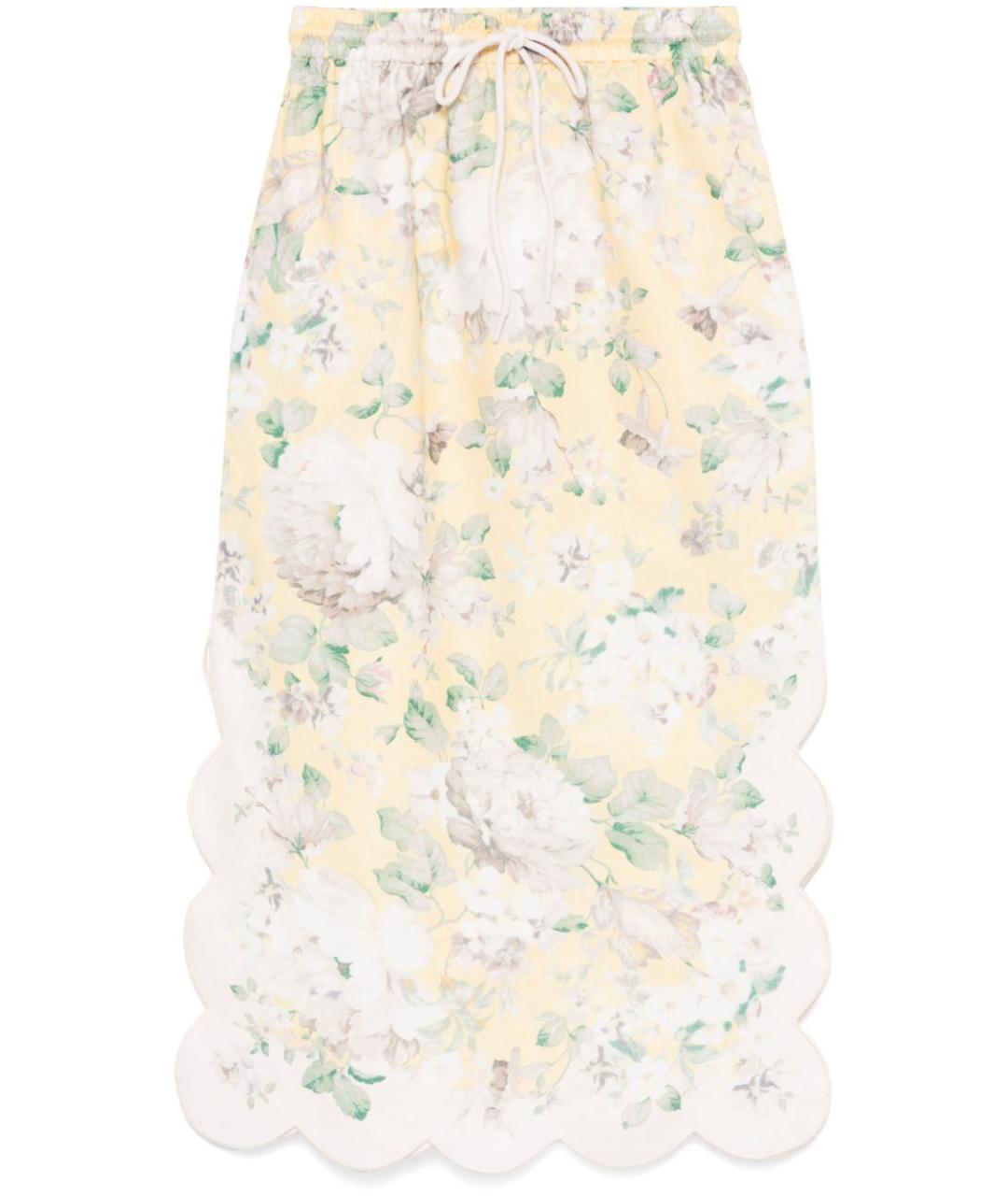 ZIMMERMANN Желтая льняная юбка макси, фото 1