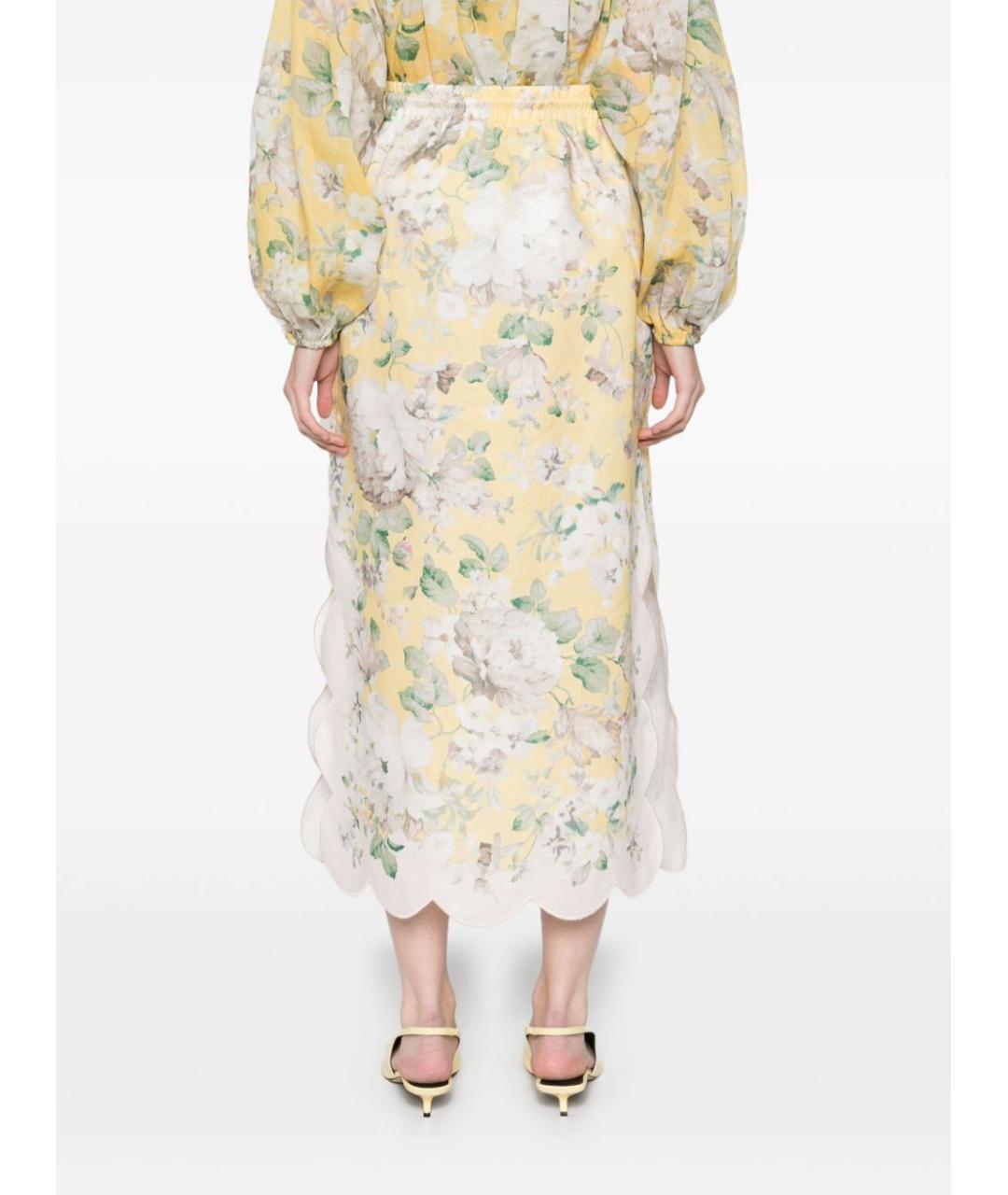 ZIMMERMANN Желтая льняная юбка макси, фото 2