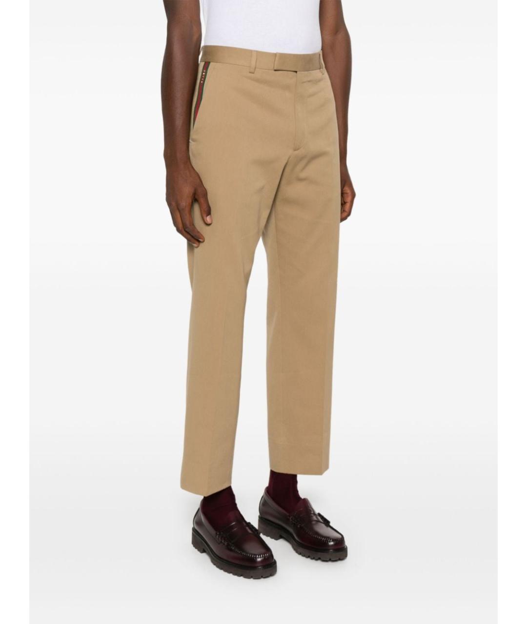 GUCCI Бежевые хлопковые повседневные брюки, фото 2