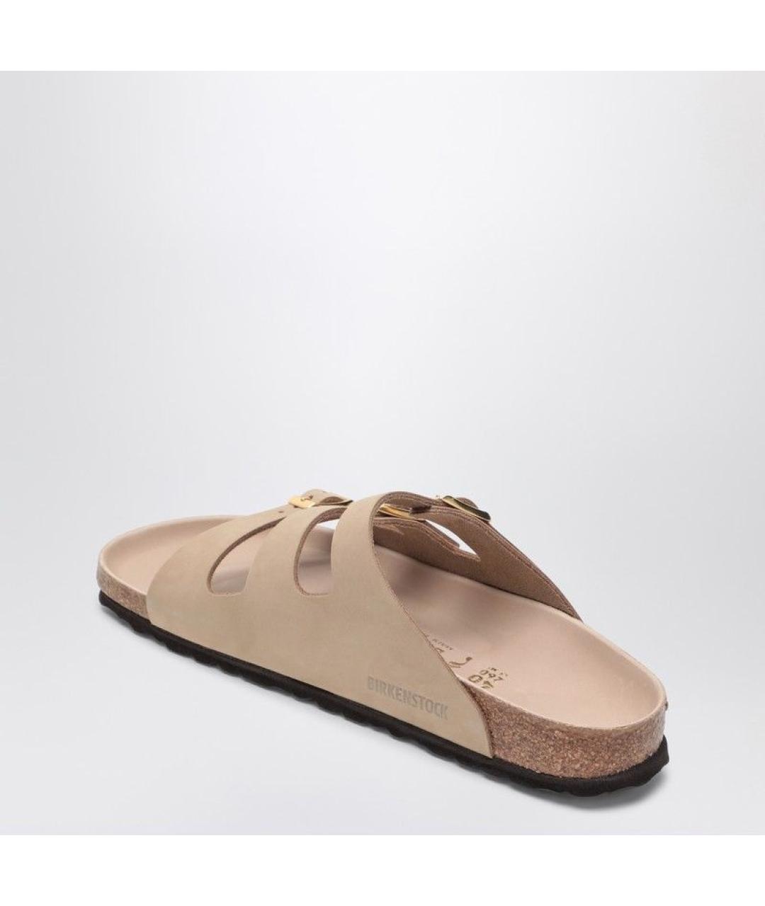 BIRKENSTOCK Бежевые кожаные сандалии, фото 3