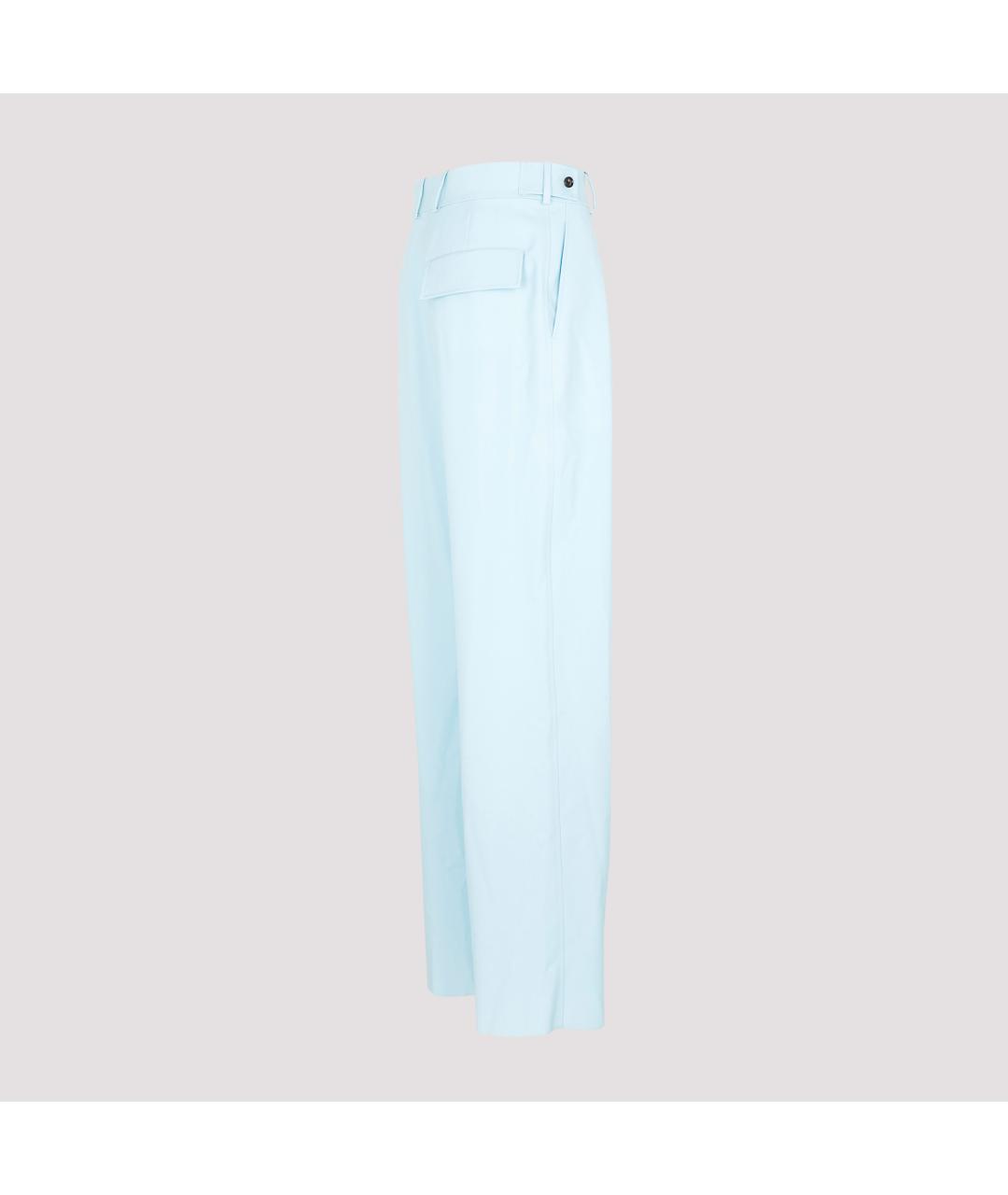 BOTTEGA VENETA Голубые шерстяные прямые брюки, фото 4