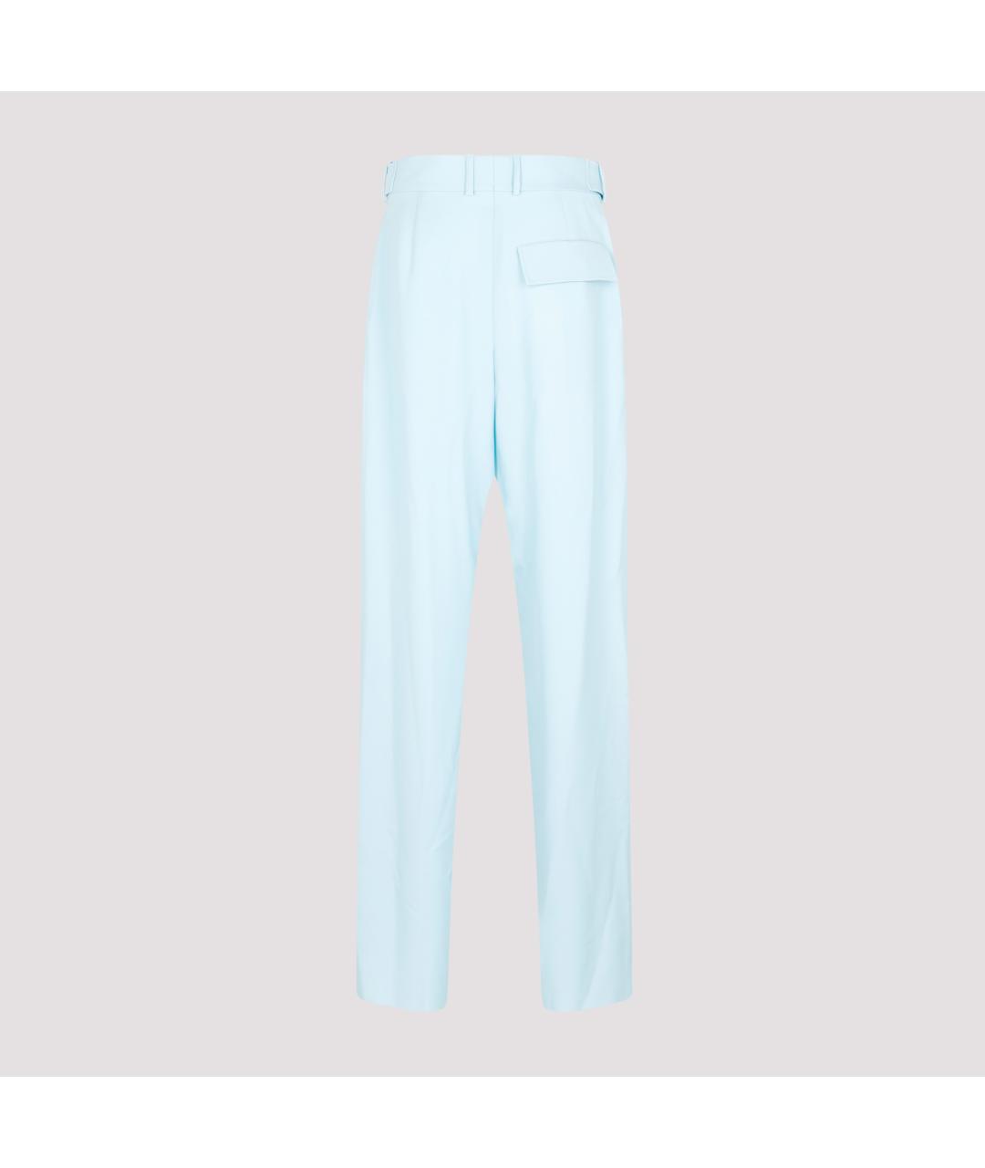 BOTTEGA VENETA Голубые шерстяные прямые брюки, фото 3