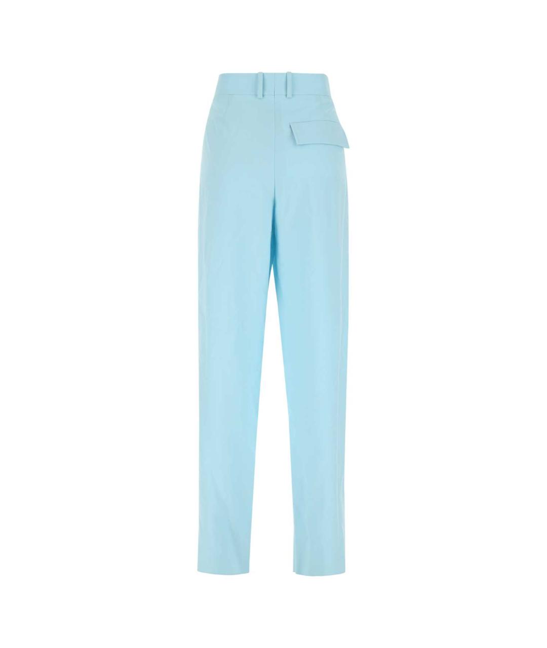 BOTTEGA VENETA Голубые шерстяные прямые брюки, фото 2