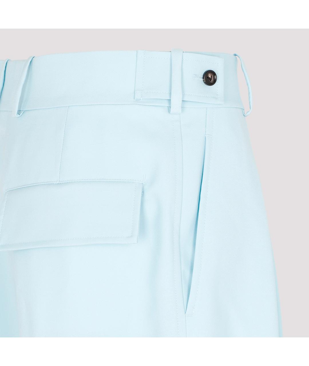 BOTTEGA VENETA Голубые шерстяные прямые брюки, фото 5