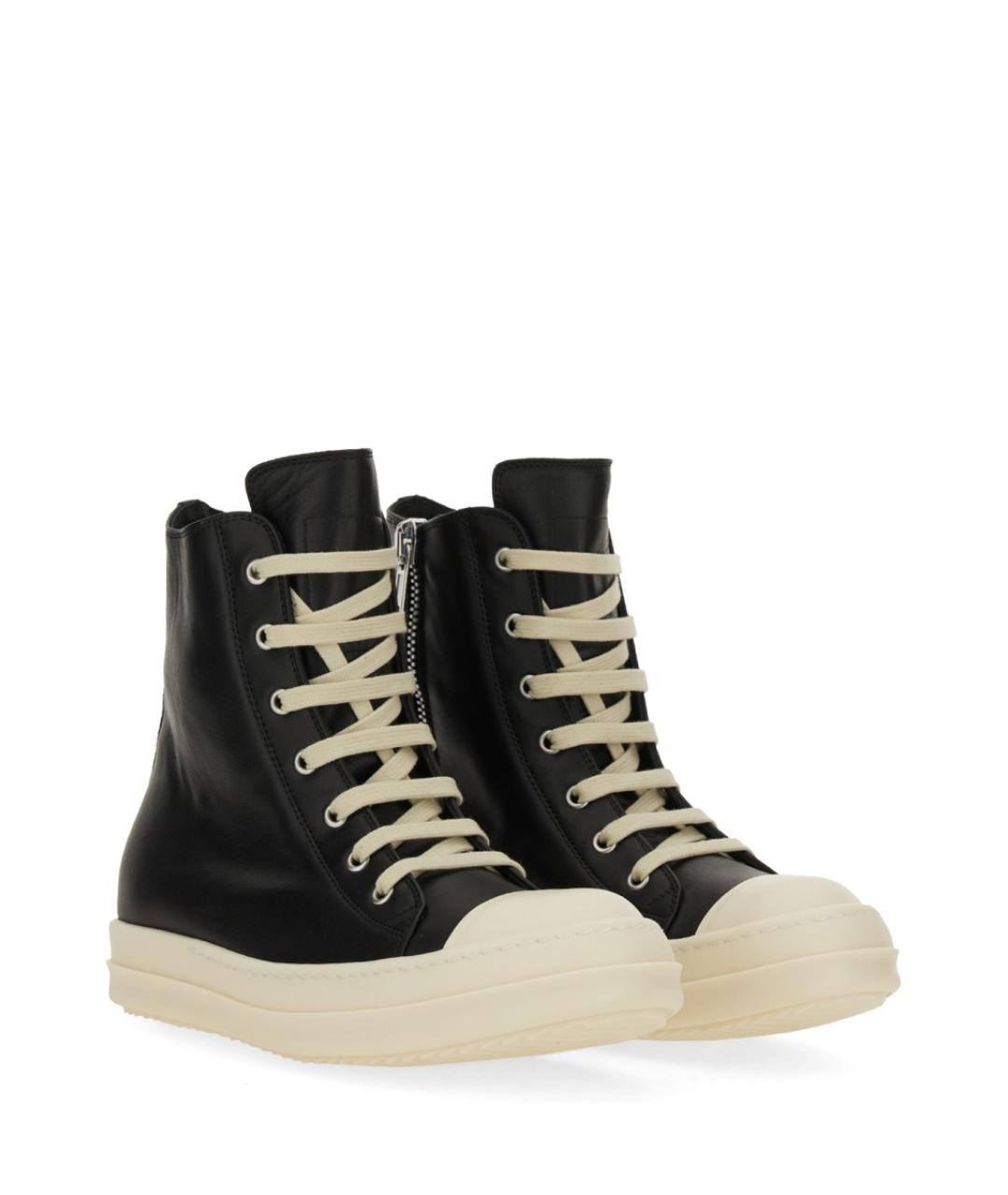 RICK OWENS Черные кожаные кеды, фото 2