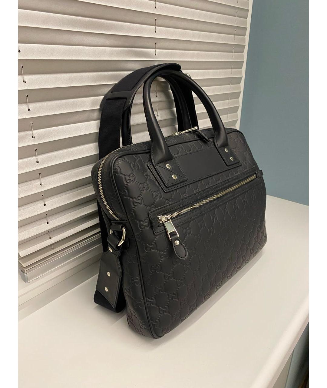 GUCCI Черный кожаный портфель, фото 2