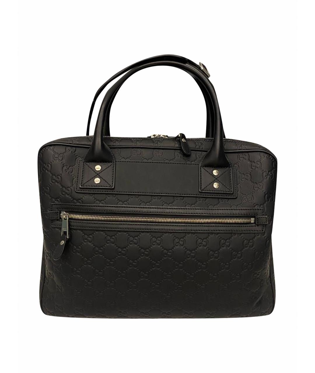 GUCCI Черный кожаный портфель, фото 1