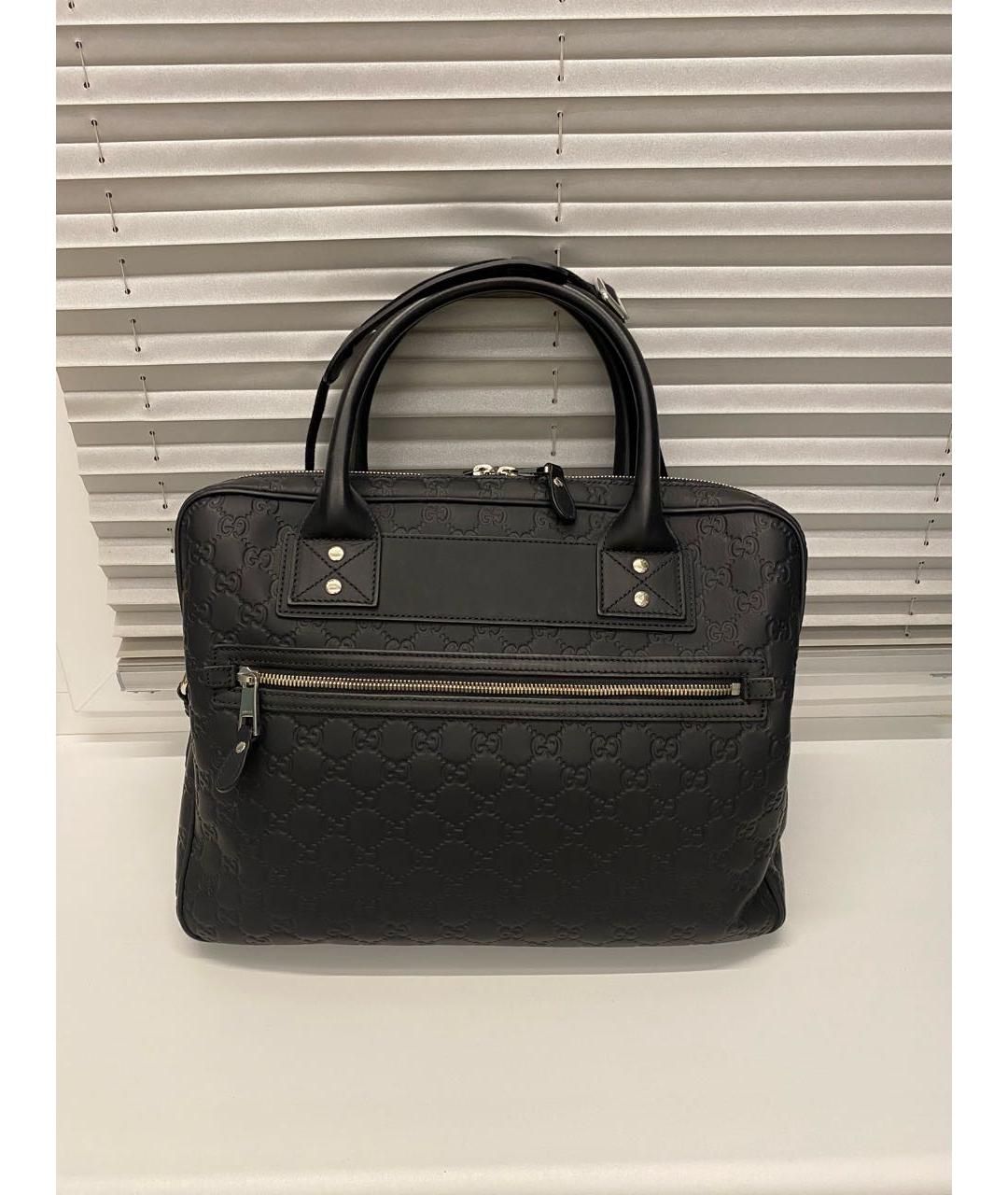 GUCCI Черный кожаный портфель, фото 5